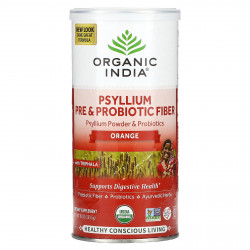 Organic India, Пре и пробиотическое волокно подорожника, апельсин, 10 унций (283,5 г)