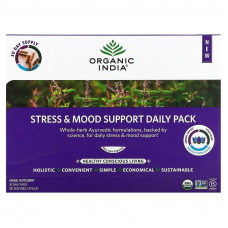 Organic India, Ежедневное средство для поддержки стресса и хорошего настроения, 30 ежедневных пакетиков, 180 растительных капсул