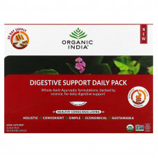 Organic India, Ежедневный пакет для поддержки пищеварения, 30 ежедневных пакетиков, 180 растительных капсул