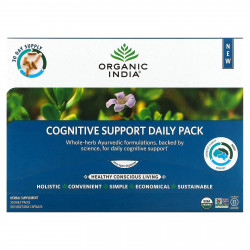 Organic India, Ежедневный пакет для поддержки когнитивных функций, 30 ежедневных пакетиков, 180 растительных капсул