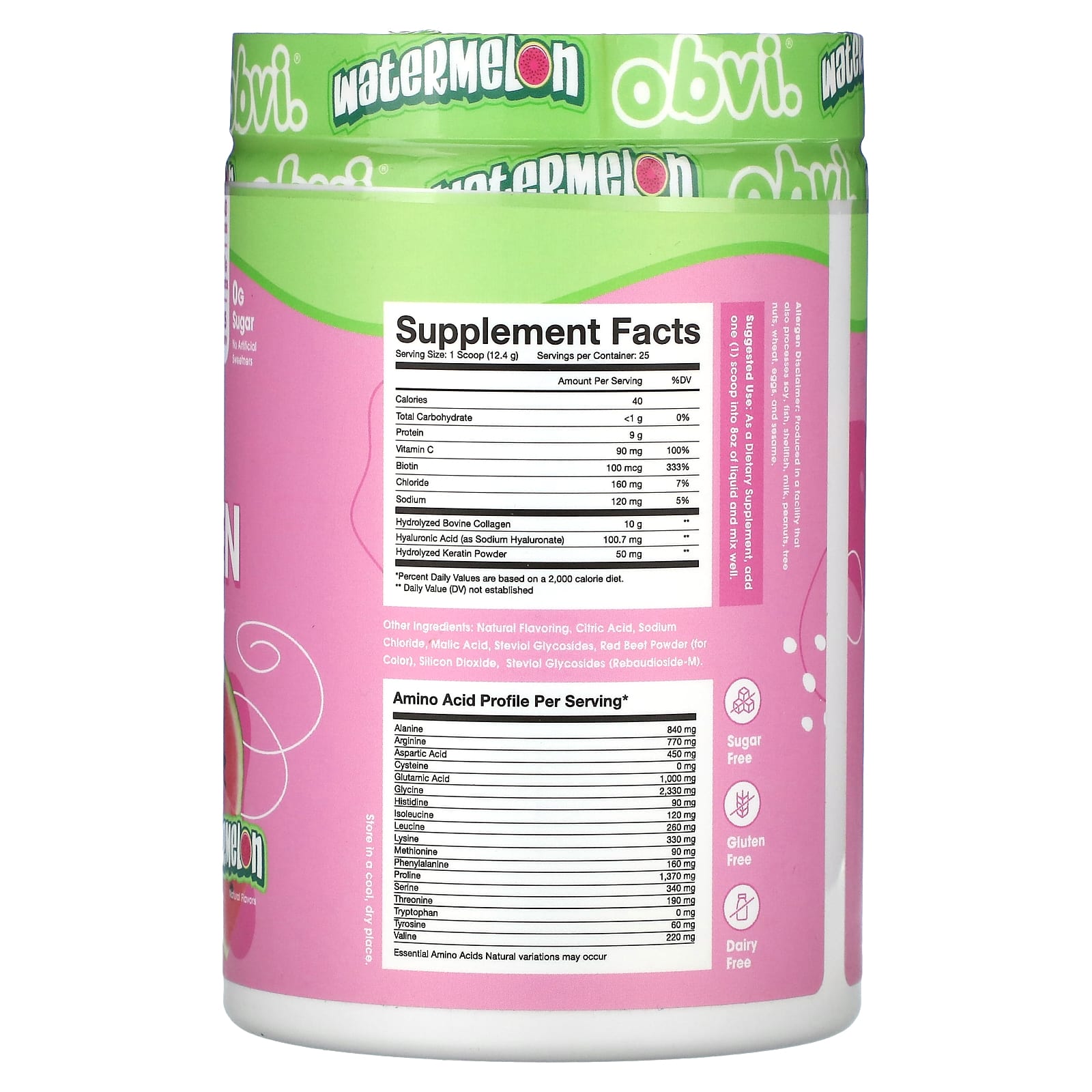 Obvi, More Than Collagen, Watermelon, 10.93 oz (310 g)