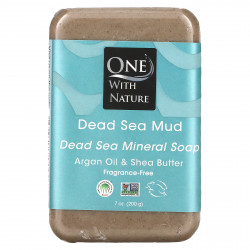 One with Nature, Тройное пилирование минеральное мыло, грязь мертвого моря, без отдушки, 200 г (7 унций)