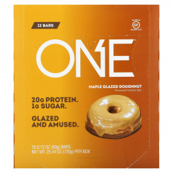 One Brands, ONE Bar, вкус пончика в кленовой глазури, 12 батончиков по 60 г (2,12 унции) каждый