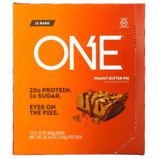 One Brands, ONE Bar, батончики со вкусом пирога с арахисовой пастой, 12 батончиков, 60 г (2,12 унции) каждый