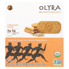 Olyra, печенье для завтрака, тахини с корицей, 4 упаковки по 37,5 г (1,32 унции)