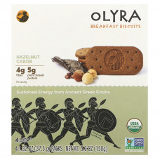Olyra, печенье для завтрака, с фундуком и рожковым деревом, 4 упаковки по 37,5 г (1,32 унции)