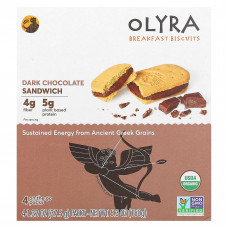 Olyra, печенье для завтрака, сэндвич с темным шоколадом, 4 упаковки по 37,5 г (1,32 унции)