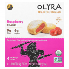 Olyra, печенье для завтрака, со вкусом малины, 4 упаковки по 37,5 г (1,32 унции)