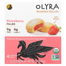 Olyra, печенье для завтрака, с клубничной начинкой, 4 упаковки по 37,5 г (1,32 унции)