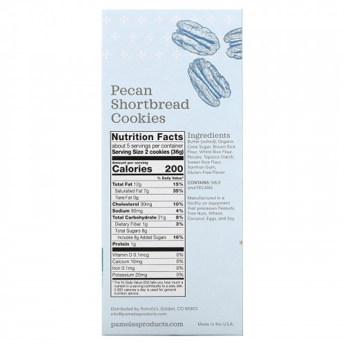 Pamela's Products, Песочное печенье, пекан, 177 г (6,25 унции)