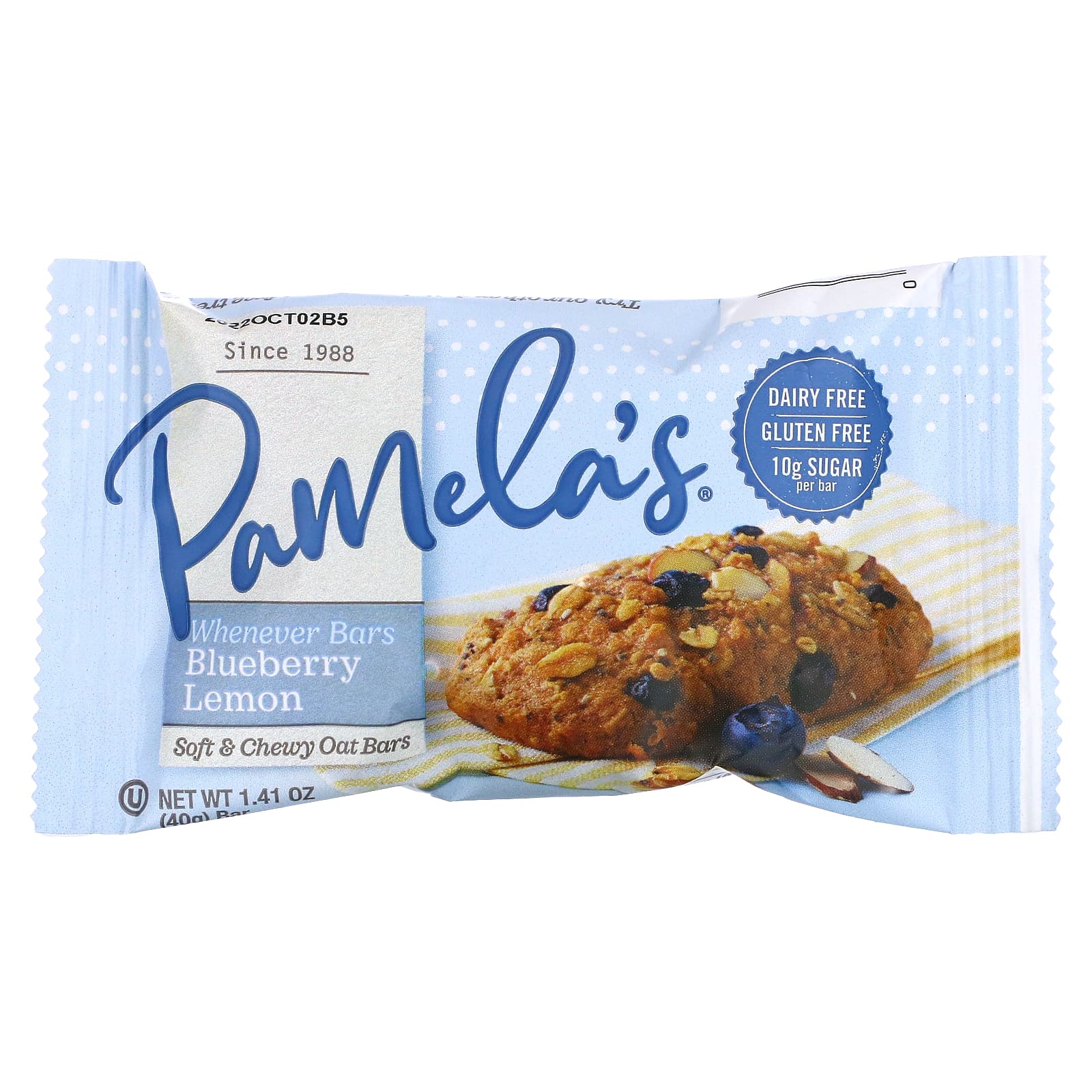 Pamela's Products, Wheever Bars, овес, черника и лимон, 5 батончиков, 40 г (1,41 унции) каждый