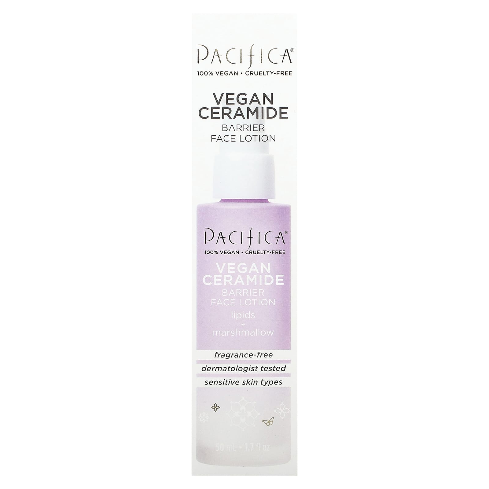 Pacifica, Vegan Ceramide, барьерный лосьон для лица, без отдушек, 50 мл (1,7 жидк. Унции)