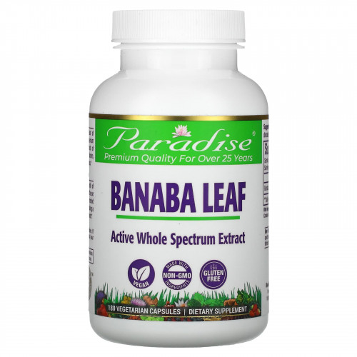 Paradise Herbs, Banaba Leaf, 180 вегетарианских капсул