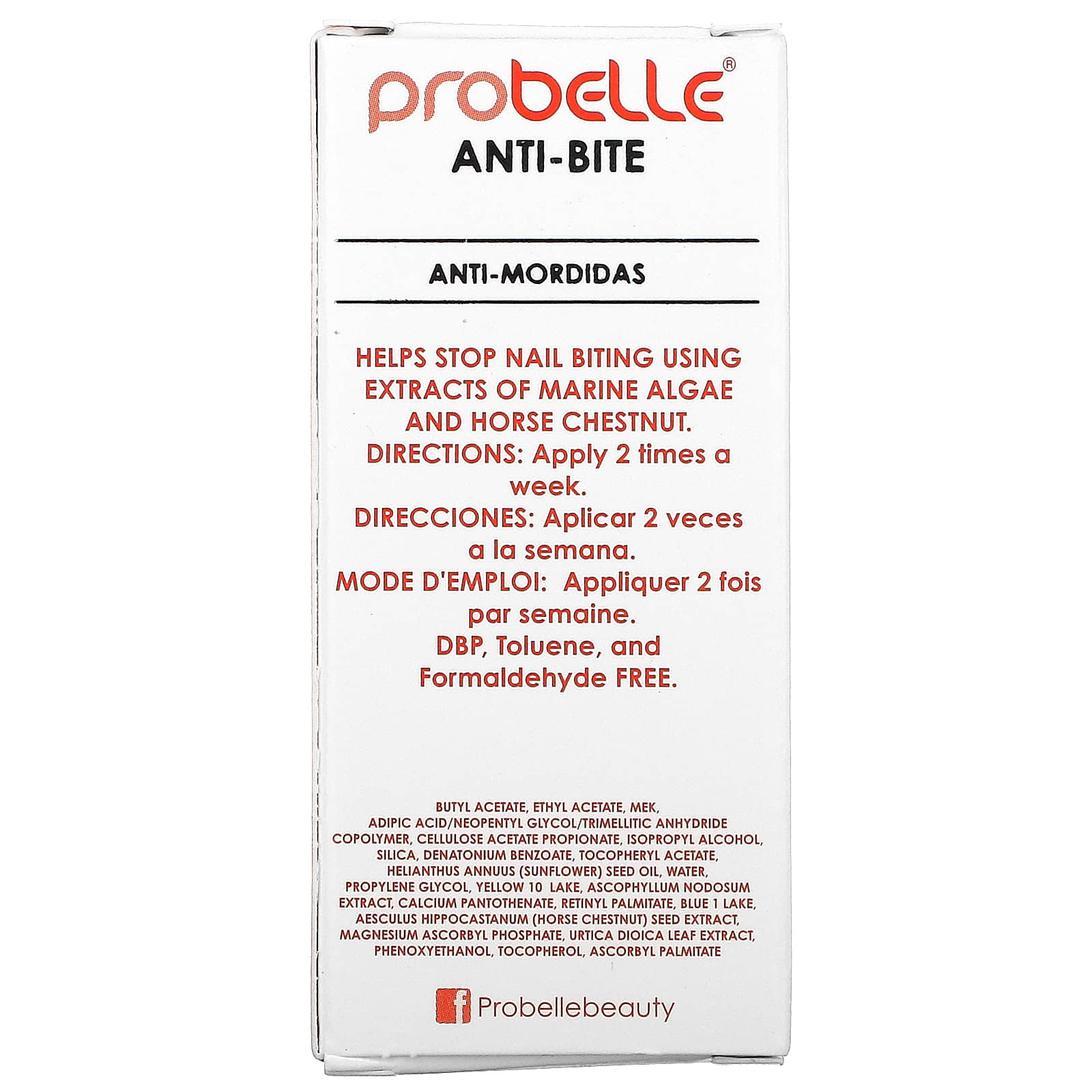 Probelle, Anti-Bite, базовое покрытие, 15 мл (0,5 жидк. Унции)