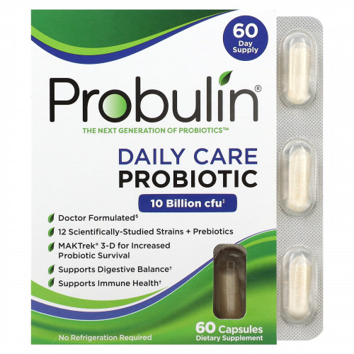 Probulin, Пробиотик для ежедневного ухода, 10 млрд КОЕ, 60 капсул