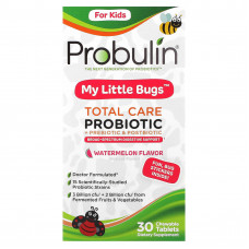 Probulin, для детей, My Little Bugs, пробиотик Total Care + пребиотик и постбиотик, арбуз, 30 жевательных таблеток