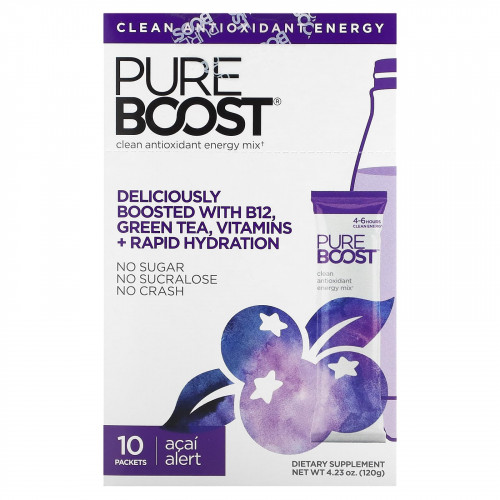 Pureboost, Clean Antioxidant Energy Mix, Acai Alert, 10 пакетиков по 12 г (0,42 унции)