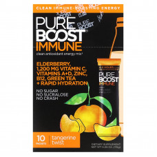 Pureboost, Immune, чистая энергетическая смесь с антиоксидантами, мандарин со вкусом мандарина, 10 пакетиков по 11,5 г (0,41 унции)