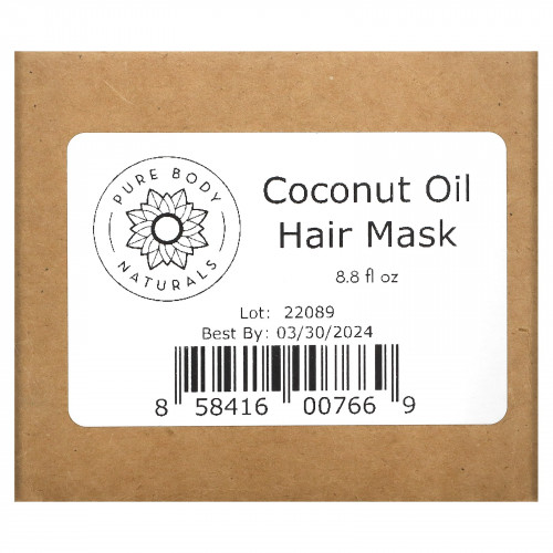 Pure Body Naturals, Кокосовое масло, маска для глубокого восстановления волос, 260 мл (8,8 жидк. унции)