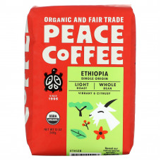 Peace Coffee, органическая Эфиопия, легкая обжарка, цельные бобы, 340 г (12 унций)