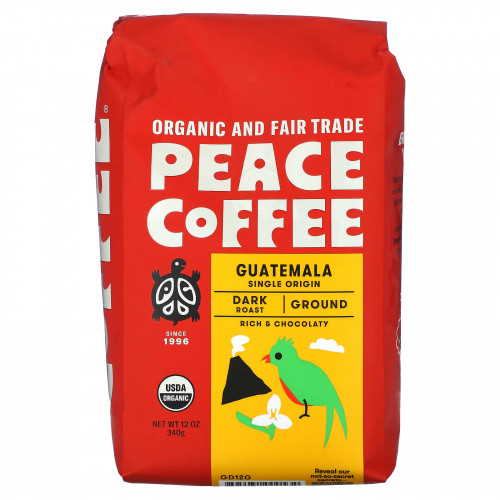 Peace Coffee, Organic Guatemala, Ground, Dark Roast, 12 oz (340 g)