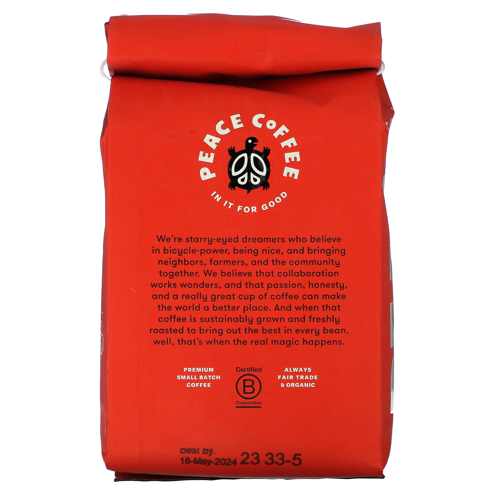 Peace Coffee, Organic Morning Glory, Ground, Light Roast, Decaf, 12 oz (340 g)