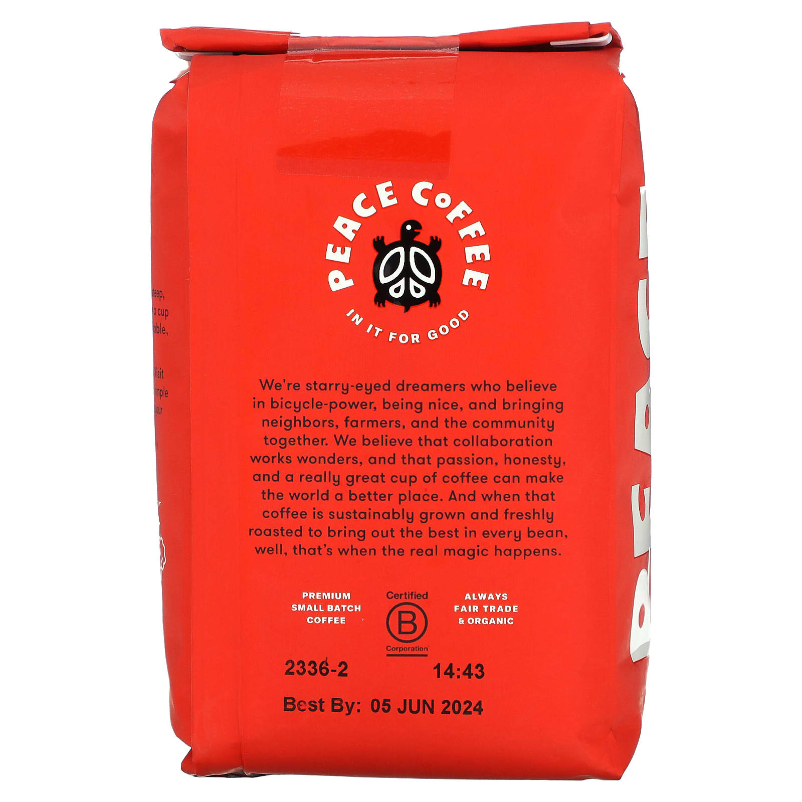 Peace Coffee, Organic Tree Hugger, Whole Bean, Dark Roast, 12 oz (340 g)