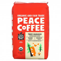 Peace Coffee, Organic Tree Hugger, Whole Bean, Dark Roast, 12 oz (340 g)