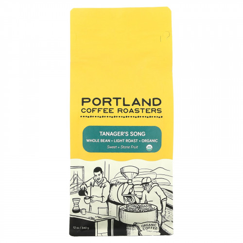 Portland Coffee Roasters, Органический кофе, цельные зерна, легкая обжарка, песня Танагера, 340 г (12 унций)