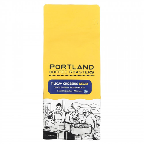 Portland Coffee Roasters, Tilikum Crossing Decaf, цельные бобы, средней обжарки, 340 г (12 унций)