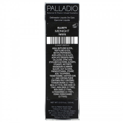 Palladio, жидкая подводка для глаз, Rednight ELLS270, 3,8 мл (0,13 жидк. унции)