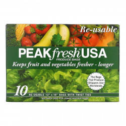 PEAKfresh USA, многоразовые пакеты с затяжками для хранения продуктов, 10 шт.