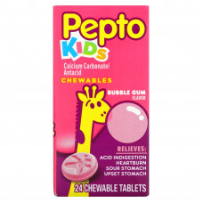 Pepto Bismol, Для детей, жевательные таблетки с пепто, жевательная резинка, 24 жевательные таблетки