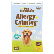 Pet Naturals, Средство от аллергии и успокаивающее, для всех собак, утка, 60 жевательных таблеток, 90 г (3,17 унции)