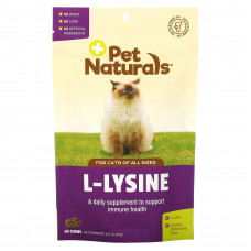 Pet Naturals, L-лизин для котов, со вкусом куриной печени, 250 мг, 60 жевательных таблеток, 90 г (3,17 унции)