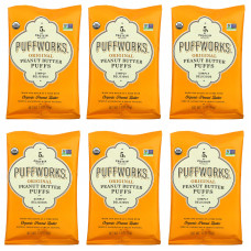 Puffworks, Шарики с арахисовой пастой, оригинальные, 6 пакетиков по 34 г (1,2 унции)