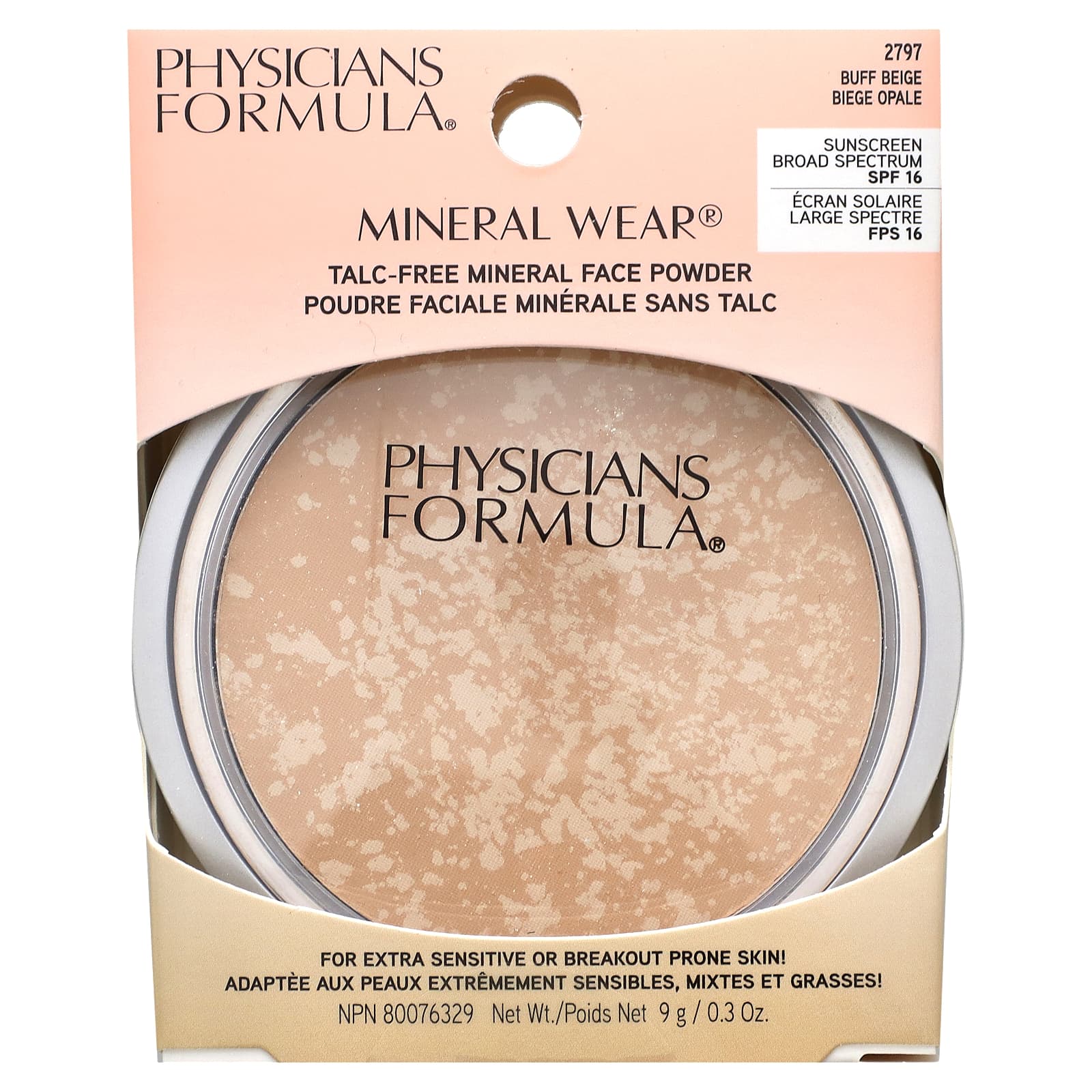 Physicians Formula, Mineral Wear, пудра для лица, SPF 16, бежевый, 9 г (0,3 унции)