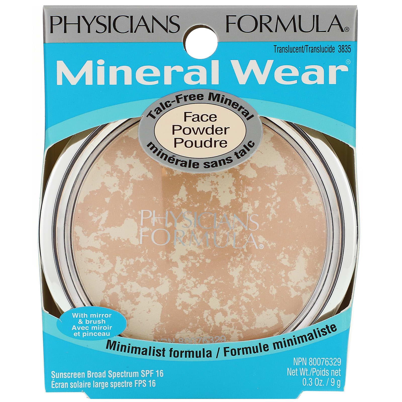 Physicians Formula, Mineral Wear, пудра для лица, SPF 16, полупрозрачная, 9 г (0,3 унции)