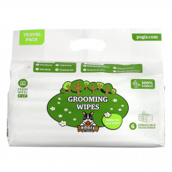 Pogi's Pet Supplies, Салфетки для ухода, дорожный пакет, листья зеленого чая, 6 упаковок, 20 свежих салфеток в каждом