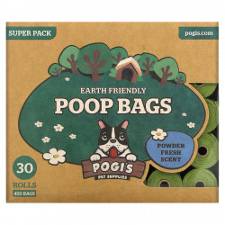 Pogi's Pet Supplies, Earth Friendly Poop Packages, свежий порошок, 30 рулонов, 450 пакетиков