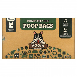 Pogi's Pet Supplies, Компостируемые пакеты из фекалий, 18 рулонов, 270 пакетов с ручками