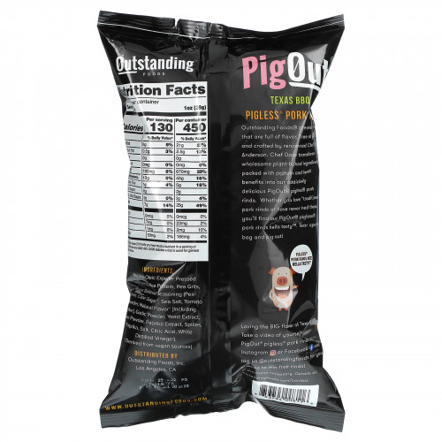 Pigout, Свиные шкурки без свиней, техасское барбекю, 99,22 г (3,5 унции)
