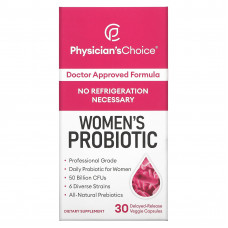 Physician's Choice, Пробиотик для женщин, 50 млрд КОЕ, 30 растительных капсул с отсроченным высвобождением