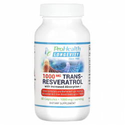 ProHealth Longevity, Транс-ресвератрол для повышения усвояемости, 500 мг, 60 капсул