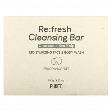 Purito, Re: Fresh Cleansing Bar, древесный уголь и морские водоросли, без отдушек, 100 г (3,52 унции)