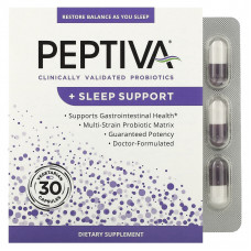 Peptiva, Клинически подтвержденные пробиотики + поддержка сна, 30 вегетарианских капсул