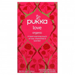 Pukka Herbs, Органический травяной чай, Love, без кофеина, 20 пакетиков, 24 г (0,8 унции)