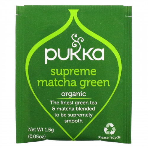 Pukka Herbs, Organic Green Tea, Supreme Matcha Green, 20 пакетиков, 30 г (1,05 унции)