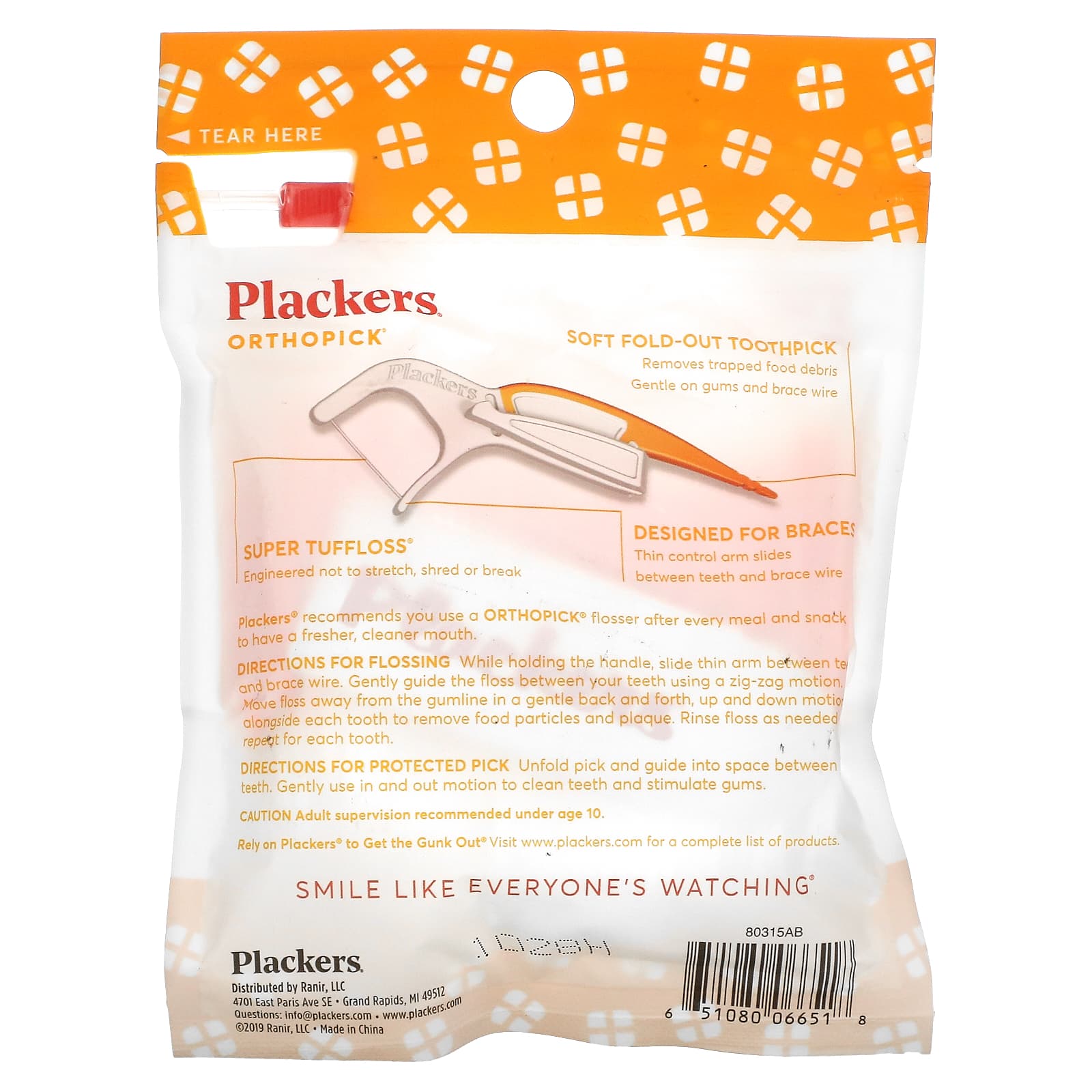 Plackers, Orthopick, зубочистки с нитью, 36 шт.