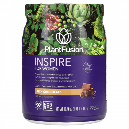 PlantFusion, Inspire for Women, насыщенный шоколад, 465 г (16,40 унции)